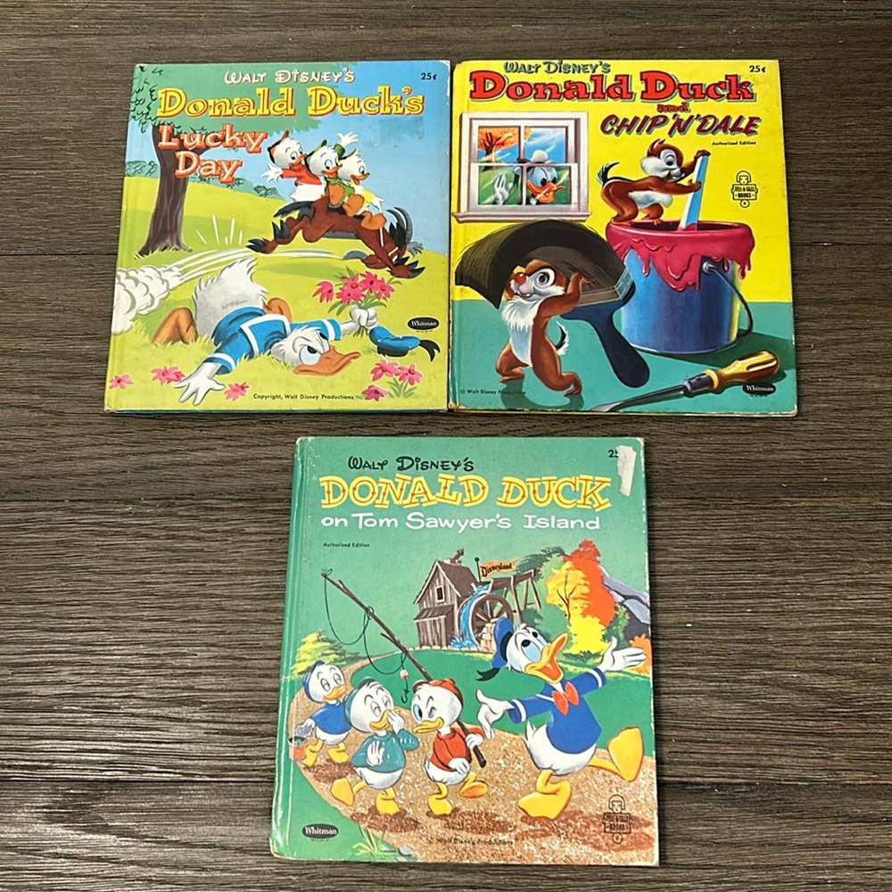 Vintage Whitman tell a tale books Walt Disney Donald Duck three books 1950’s 60
